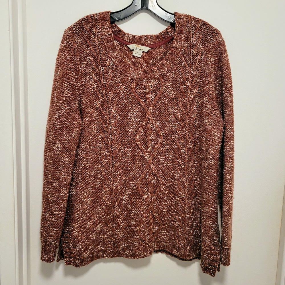 Bob Timberlake Marled Yarn Cable Knit Pullover Sweater Red Cabincore Women's L